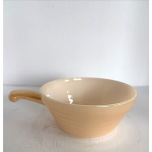 Vintage Fire King Oven Ware Peach Lustre Soup Bowl With Handle Serving Dish
